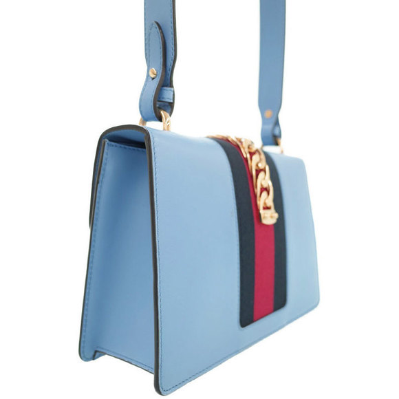 Gucci Sylvie Shoulder Bag Leather Blue - Picture 2 of 9